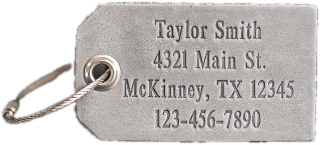 Ox & Pine Handmade Personalized Leather Luggage Tags - 100% Full-Grain Leather (Dark Brown, Rustic Brown, Saddle Tan, Rustic Gray, or Black) 3.5" x 2" (Rustic Gray)