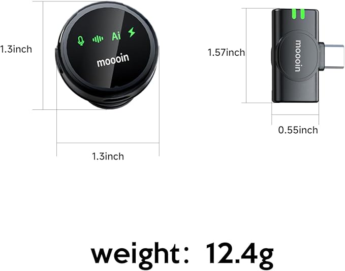 Wireless Bluetooth Lavalier Microphone for iPhone, with AI Noise Reduction – Plug-and-Play Clip-on Mic for iPhone/iPad/Android, Long Battery Life Mini Portable for Vlogging, Live Streaming, Interviews