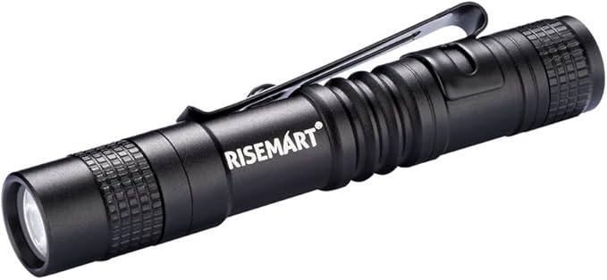 RISEMART Super Small Mini Flashlight AAA 100 Lumens Ultra Bright LED Pen light Pocket Clip Tactical Torch Lamp(3.5")