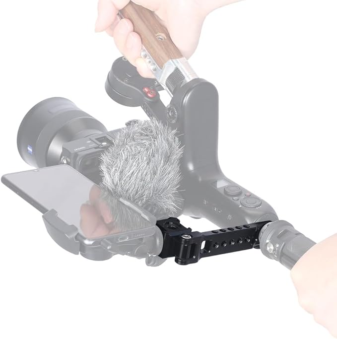 NICEYRIG 3-Side Triple Cold Shoe Extension Bracket Heavy-Duty Cheese Bar with 1/4 Threads for Tripod Selfie Stick Gimbal, Camera Phone Vlog Vlogging Light Mic Mount - 468