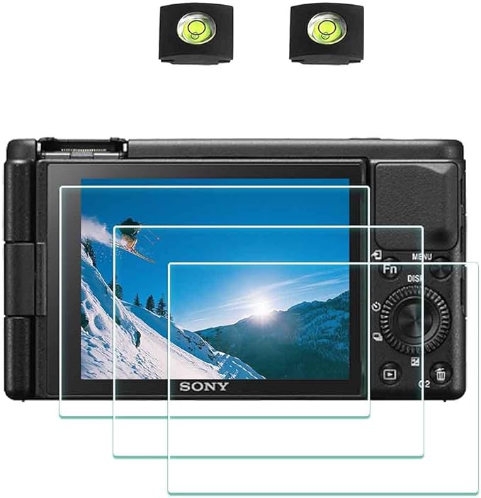 ULBTER Screen Protector for Sony ZV-1 II/ZV-1 / ZV1 II ZV1 ZV-E10 ZVE10 Camera & Hot Shoe Cover 0.3mm 9H Hardness Tempered Glass Cover Anti-Scrach Anti-Fingerprint Anti-Dust Anti-Bubble [3+2 Pack]