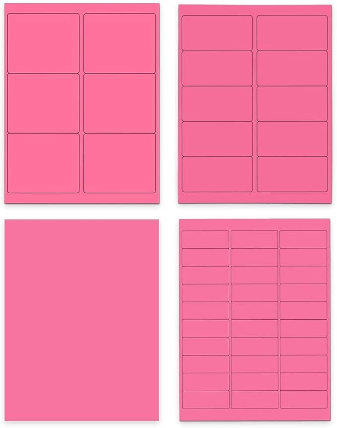 JAM PAPER Shipping & Mailing Address Labels - Multi Size Assortment - Ultra Pink - 370/Pack
