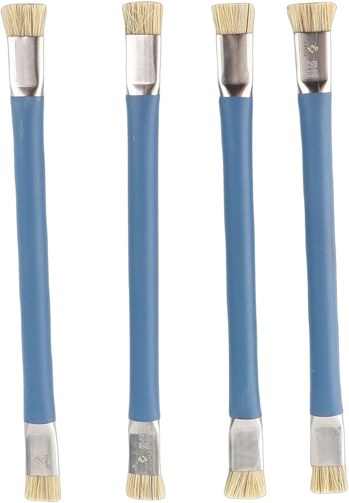 Aramox 4PCS Anti Static Brush ESD Safe Double Headed Insulating Hard Brush for Phone Repair Circuit Cleaning with Non Slip Handle 2 Colors (Blue)