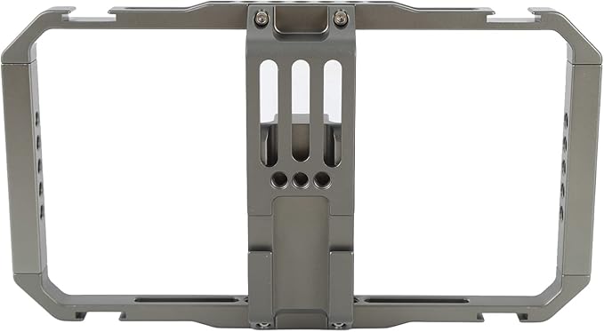 Smartphone Video Rig Camera Cage, Handheld Phone Video Stabilizer with Dual Handles, Aluminum Alloy Vlogging Cage with Cold Shoe Mounts for Phones 2.5-3.4in Wide