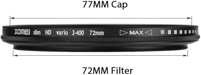 Zomei 72mm Ultra Slim ND2-ND400 Fader Variable Neutral Density Adjustable ND Lens Filter Optical Glass