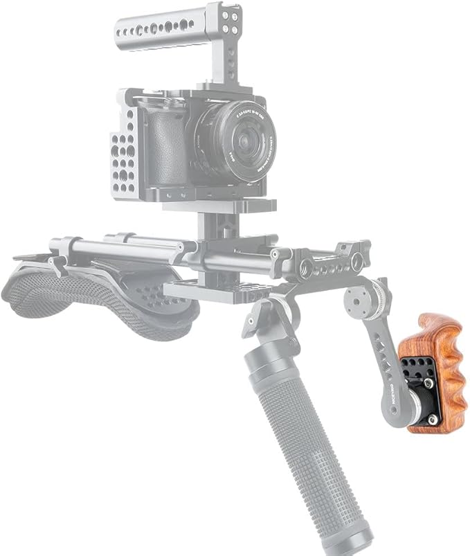 NICEYRIG Rosette Wooden Handle Grip Left Side (M6 Thread Diameter 31.8mm) Applicable for Nikon Sony Canon Camera Camcorder Cage Rig, Shoulder Mount Support Rig