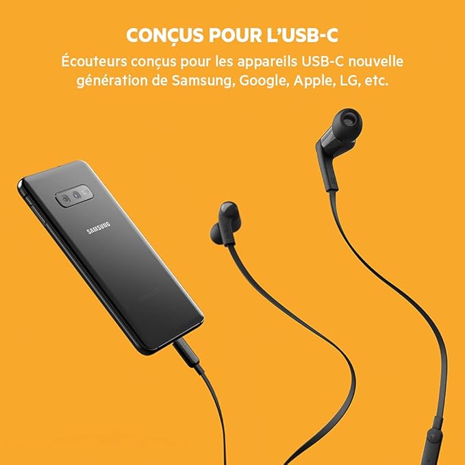 Belkin SoundForm Wired Earbuds with USB-C Connector, In-Ear Earphones w/ Microphone - USB-C Headphones for iPhone 15, iPad Mini, Galaxy S24, Google Pixel, Android, and More - Black