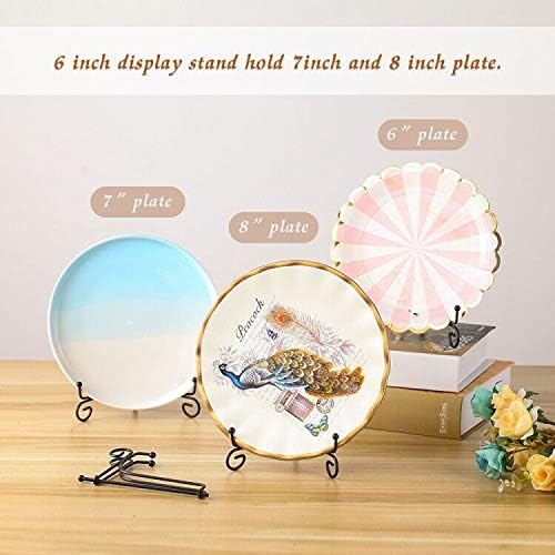 Artliving (4 pack) 6" Iron Display Stand, Black Iron Easel Plate Display Photo Holder Stand, Displays Picture Frames, Cookbooks, Decorative Plates, Tablets and Art