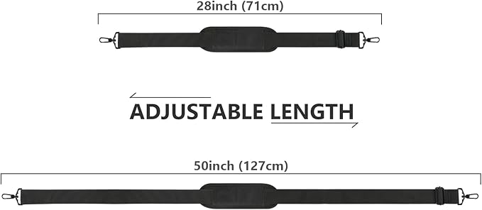 Ytonet Shoulder Strap, 52" Universal Adjustable Padded Laptop Shoulder Strap Replacement Comfortable Belt with Metal Hooks for Laptop Messenger Crossbody Bag Luggage Duffel Camera, Black