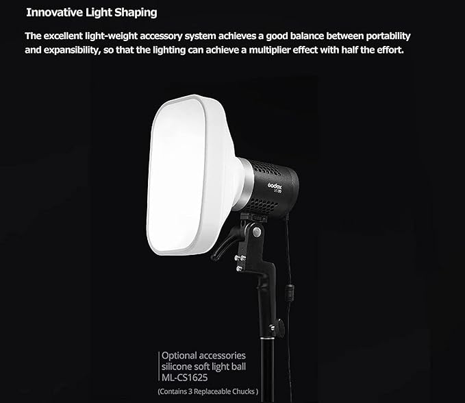 GODOX ML-CS1625 Softbox Diffusion Dome Kit with 3 Adapters, Foldable Diffuser for GodoxV1 Series V1 ML30 ML60BI AD200PRO AD300PRO 400PRO V Compatible with 850III V860III TT685II TT600