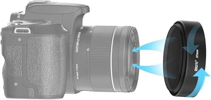 SIOTI 67mm Lens Hood, Oxidation Matte Anti Reflective Treatment, Aluminum Alloy, with 1 * 72mm Lens Cap, Compatible with Sony/Canon/Nikon/Fuji etc >50mm Camera Lens