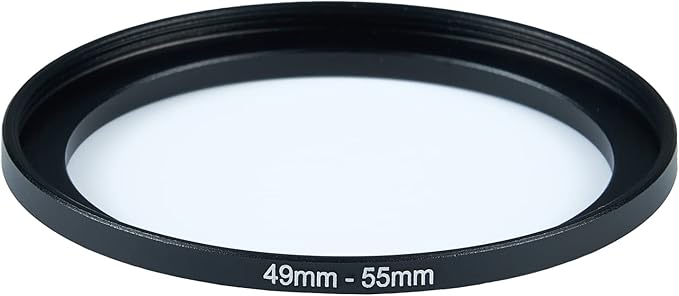 49mm to 55mm Step up Ring Filter Adapter Metal Ring Step up Rings Adapter Filter Compatible with All 55mm UV,CPL,ND,Lens Hood,Threaded Lens ect (49mm to 55mm)