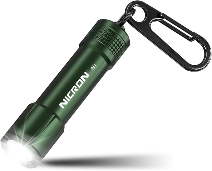 NICRON EDC Keychain Flashlight N1 Mini LED Light with AAA Battery, Portable Mini Light IPX7 Waterproof Build for Outdoor Camping etc (Green)