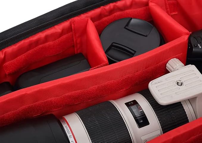 Waterproof SLR/DSLR Camera Backpack Shoulder Bag Travel Case For Canon Nikon Sony Digital Lens (Large, Red)