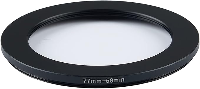 77mm Lens to 58mm Camera Lens Adapter 77mm to 58mm Step Down Ring Adapter Ring for All Brands of UV ND CPL, with Premium Lens Wiping Cloth 2 Pack (77mm-58mm)