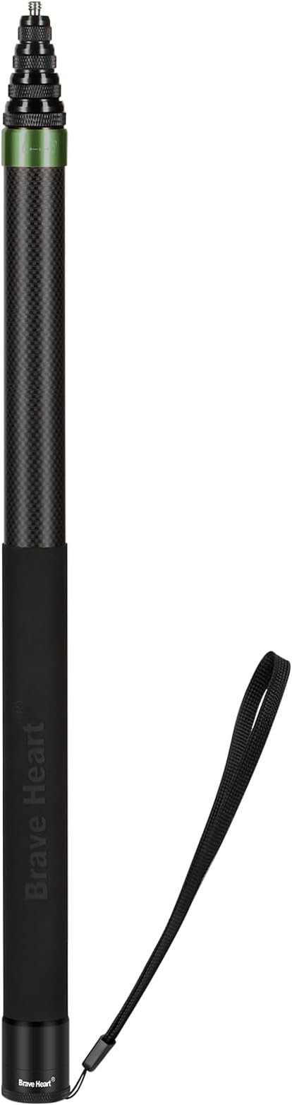 118 Inch/3m Carbon Fiber Invisible Extension Selfie Stick for Insta360 Insta 360 X5/X4/X3/X2/ONE RS Action Camera Accessories (Green)