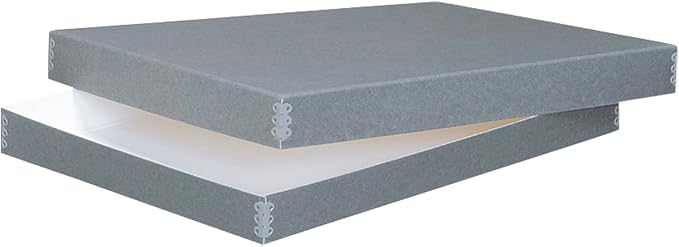 Lineco, Archival Newspaper Preservation Storage Box, Drop Front Design with Metal Edge, Acid-Free File Organizer, Preserveor for Photos, Documents, Scrapbook, Magazines, 22x15 Gray