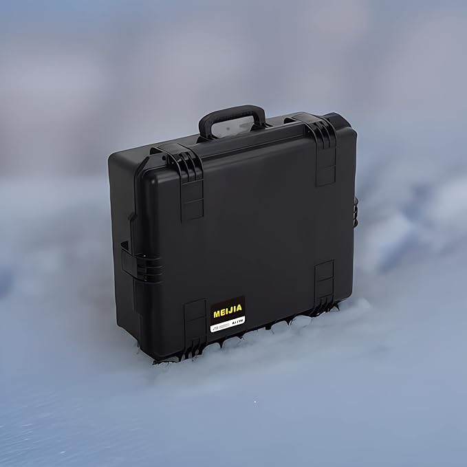 MEIJIA Premium Portable All Weather Heavy Duty Waterproof Hard Compact Camera Case with Customizable Fit Foam, Lightweight Design,24.6"X19.7"X8.6",Black