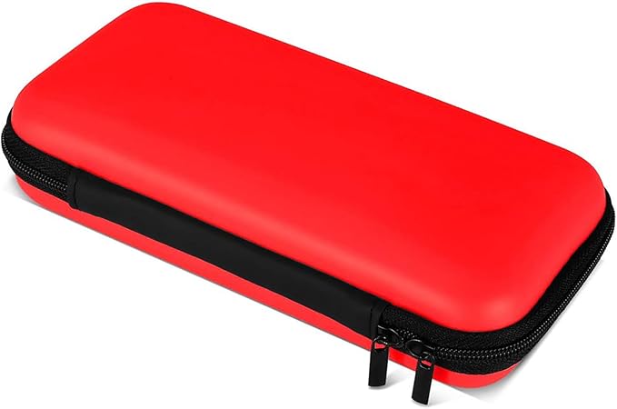 iMangoo Travel Essentials Electronics Organizer Charger Case Portable Dual Zipper Shockproof Pouch Tech Purse Cord Cable Pouches Power Bank Storage Accessories Bag for Women Men,6.5x3.2x1 Red