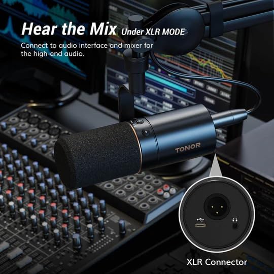 TONOR Dynamic Podcast Microphone, XLR/USB Mic for Recording, Streaming, XLR Cardioid Studio Mic with Quick Mute, 3.5mm Headphone Jack, Volume Control Microfono, 200 cm/78inch Cable, TD510