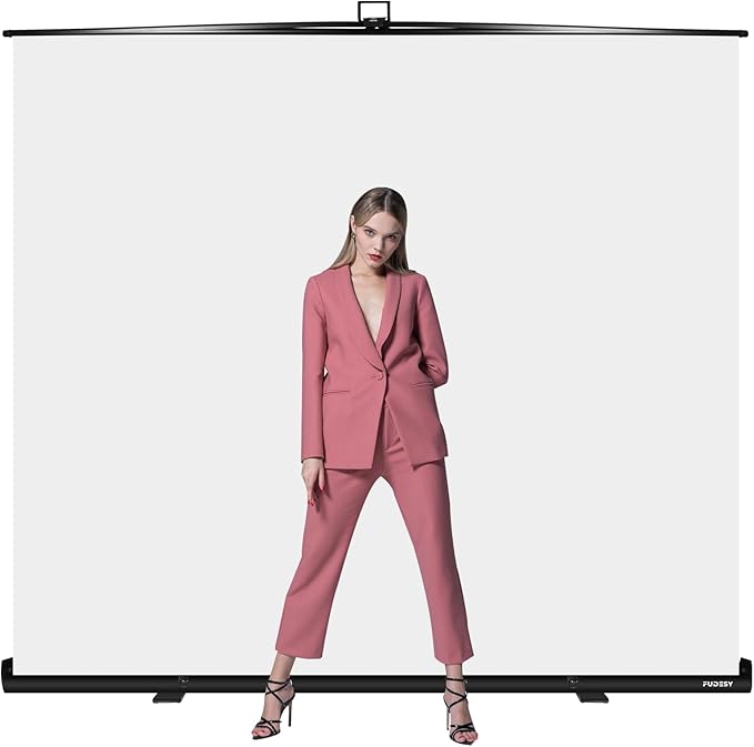 FUDESY 78.7 x 93in Large Collapsible White Backdrop Screen, Portable Retractable Pull Up Panel Wrinkle-Resistant Photo Background for Streaming, Video Conference, Photographic Studio