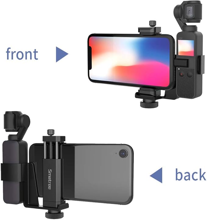 Smatree OSMO Pocket 2 Phone Holder Set Expansion Accessories with 1/4”Thread Screw Compatible with DJI OSMO Pocket 2/ DJI OSMO Pocket and Smartphone