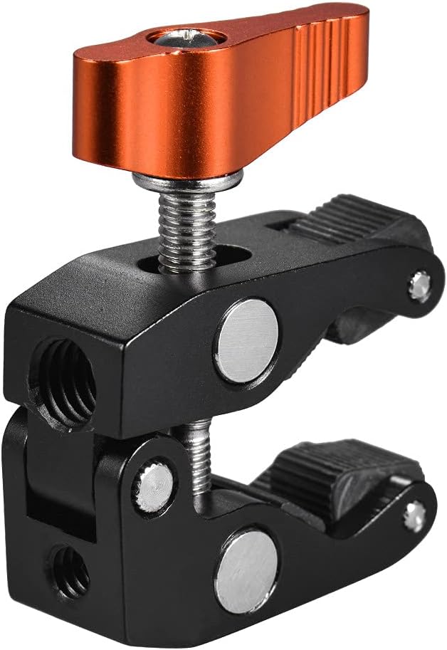 Andoer Super Clamp Tripod Clamp Crab Pliers Clip with 1/4 Inch & 3/8 Inch Screw Hole for DSLR Rig LCD Monitor Studio Light Camera Magic Arm, Orange