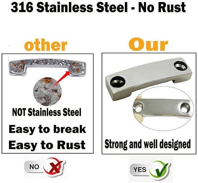 6Pack 316 Stainless Steel 1 Inch Strap tie Downs,Bimini Top Strap, Pad Eye,Footman's Loop for RV Camper,Boat,Kayaks,Jeep,Truck Tie Downs,for Battery and Portable Fuel Tanks. - No Rust
