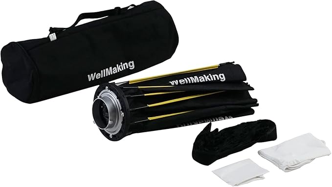 WELLMAKING 25.6inch/65cm Parabolic 16K Softbox Quick Set up and Folding, with Diffusers/Honeycomb Grid/Bag,Compatible with Bowens Mount Light for Portrait or Product Photography Studio Flash Monolight