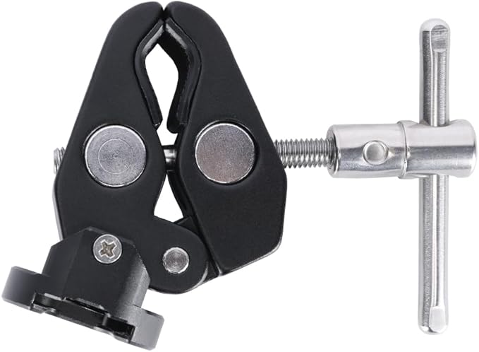 NICEYRIG Super Clamp Crab to Cold Shoe Mount, 1/4’’ Thread, Max. 50mm Jaw Grip Applicable for Power Bank Clamp, Tripod Mount Phone Holder, Vmount Battery Plate - 608