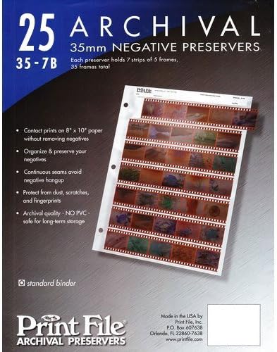 2 x Archival Storage Sheets 35-7B25 for 35mm Film Negatives 7 Strips 25 Pack