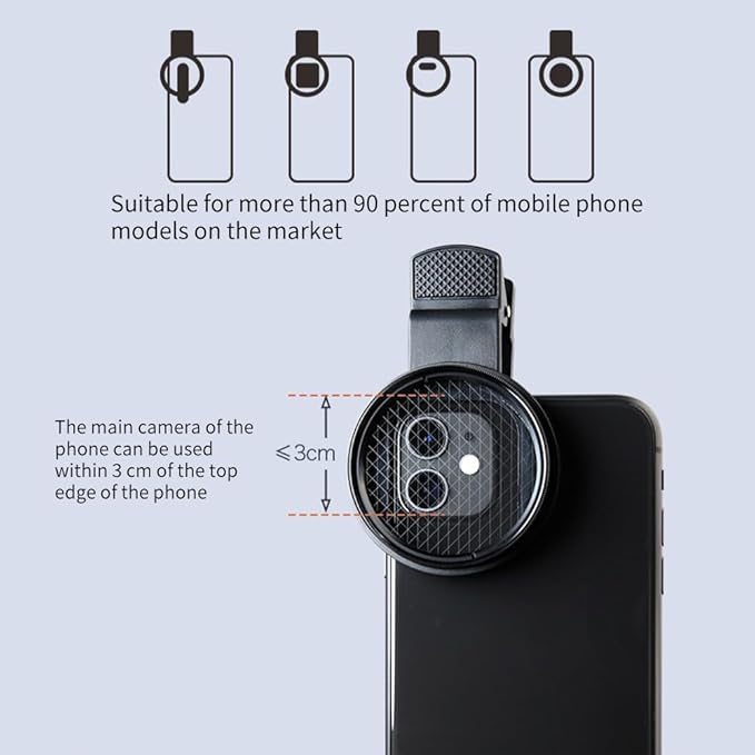 EMVANV 52mm 3 in 1 Phone Lens Filter Kit, CPL + Macro + Star Lenses, Universal Clip-on Cellphone Lens, Black, Optical Glass