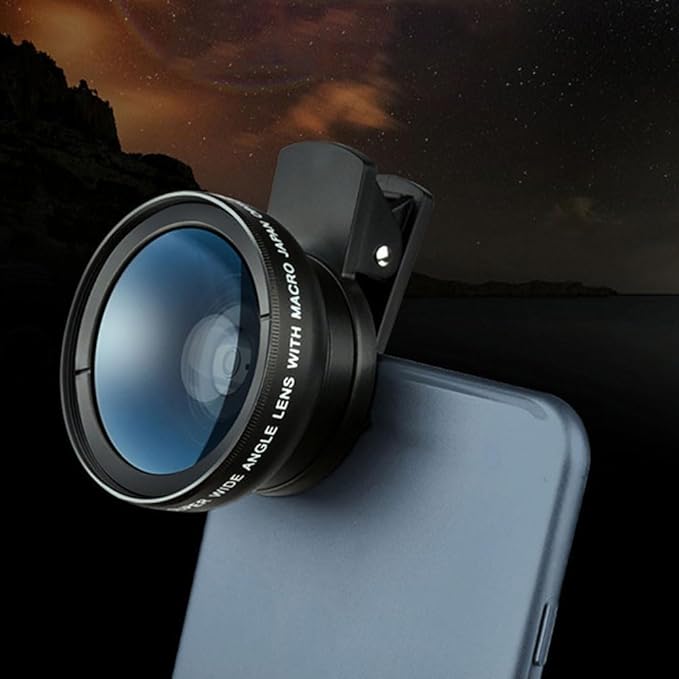 Universal Phone Lens Clip 0.45X Wide Angle and Macro Two-in-One Mobile Phone Camera Lens with 49Mm Uv Filter for Clearer Smartphone Photos