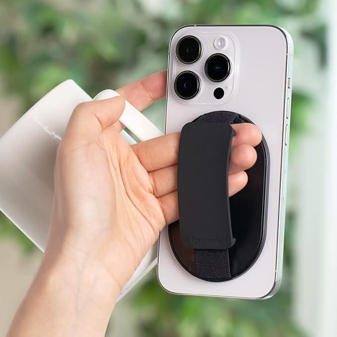 Sinjimoru for MagSafe Grip, Magnetic Phone Grip for MagSafe Stand, Strong Magnetic Phone Holder for iPhone 17 16 15 14 13. M-SGrip Clementine