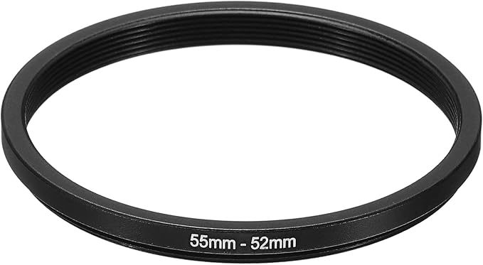 PATIKIL 55mm-52mm Metal Step Down Ring, Camera Lens Filter Adapter Ring Aluminum Filter Adapter Ring for Camera Lenses Hood, Black