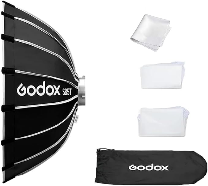 Godox Softbox Godox S85T 85cm/33.5in Quick Release Umbrella Softbox, Bowens Mount with Removable Front and Inner Diffusers for Photography, Live Streaming and Travel