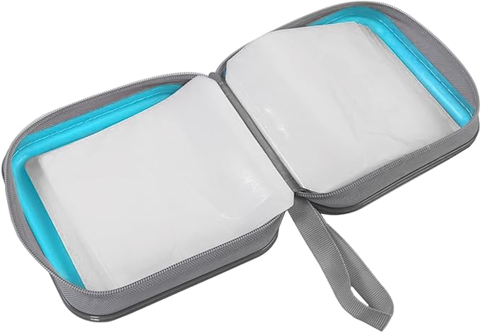 Car CD Case, 48 Capacity Hard Plastic & Non-Woven Fabric Vehicle DVD Case Holder with Zipper, Portable Automotive Disc Wallet Storage Organizer Binder for Travel, Universal Fit (Sky Blue)