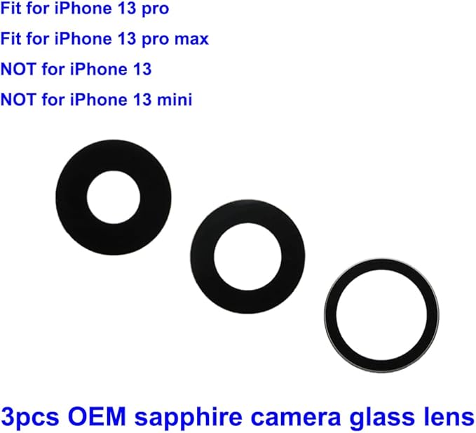3pcs OEM Rear Camera Glass Lens Replacement for iPhone 13 Pro Max and for iPhone 13 Pro with Adhesive Preinstalled and Repair Tools Kit (for 13 Pro / 13 Pro Max)