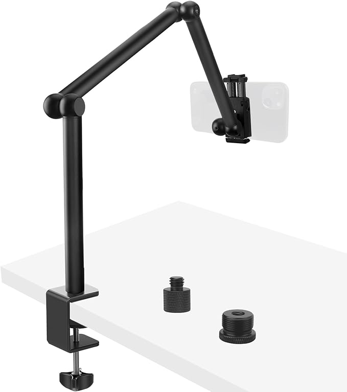 HEMMOTOP Magic Arm Desk Mount/Clamp, 28" Adjustable Camera Arm for iPad, Overhead iPhone Mount, for Yeti Snowball Microphone, Light, Webcam, Action Camera AS05