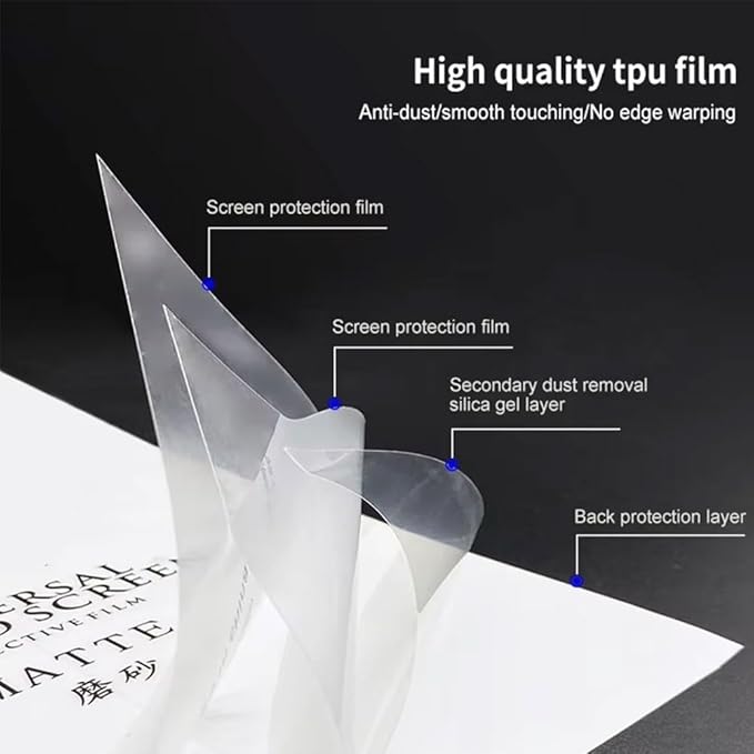 50pcs universal Mobile phone frosted protective hydrogel film,matte screen protector film for cutting machine,TPU protective sheet; 7-inch curved screen cell phone protector for cutter machine