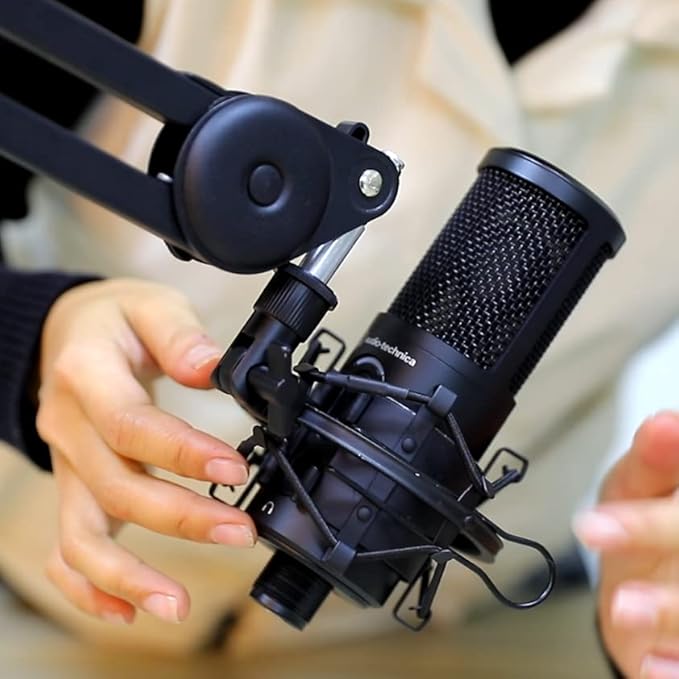 TH106 Black Spider Universal Microphone Shock Mount Holder Adapter Clamp Clip 48-51MM Large Diameter Studio Condenser Mic Anti-Vibration Mic Holder for AT2020 AT2500