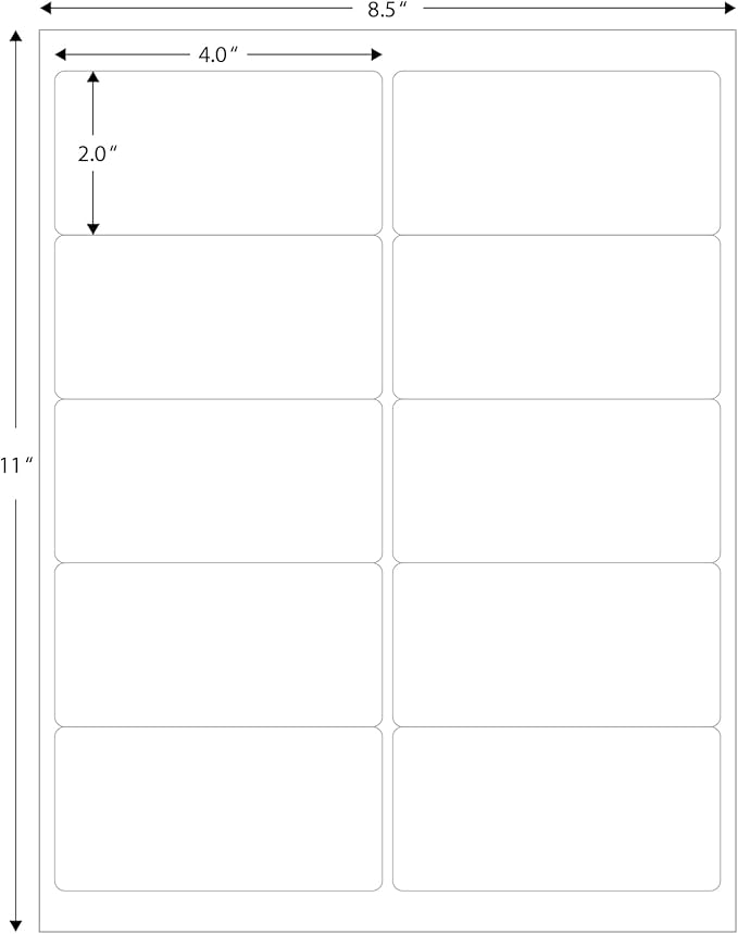 Blank Labels Address Shipping Labels, 2" x 4" Permanent White Matte Label, Inkjet and Laser Printer Guaranteed Made in USA, 10 Labels Per Sheet- 100 Sheets - 1000 Labels