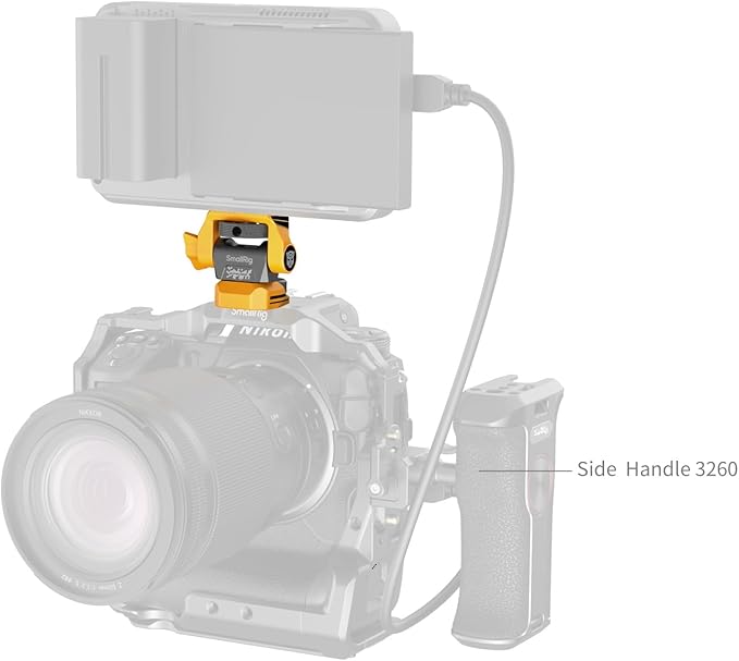 SMALLRIG Adjustable Camera Monitor Mount for ARRI-Style (Bumblebee Edition), 360° Swivel and 180° Tilt Holder Anti-Twist Support 5" and 7" - 5520