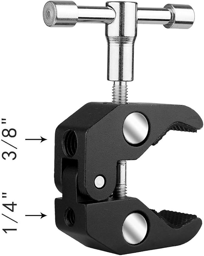 SLOW DOLPHIN Photography Super Clamp with Camera Clamp Mount Ball Head Clamp and Mini Ball Head Hot Shoe Mount Adapter with 1/4'' -20 Tripod Screw for LCD Monitor, LED Flash Light,Microphone (2 PCS)
