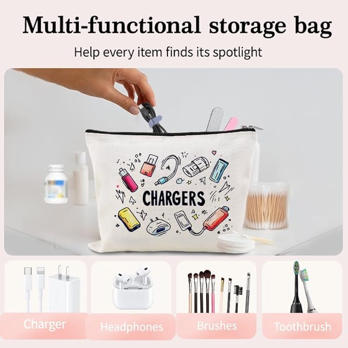Travel Charger Organizer Bag for Cords and Cables Plug Charging Bag Earphone Storage Pouch Small Electronic Makeup Bags Wire Charge Holder Pouch with Zipper Usb Pouches for Travel Gifts for Women Mens
