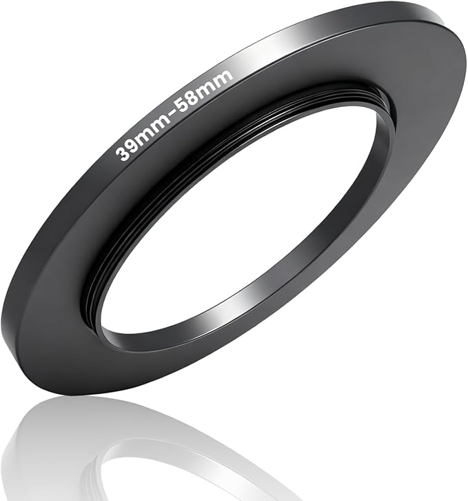 39-58mm Step Up Ring Adapter Filter, Metal Lens Filter Adapter Ring for DSLR/Mirrorless Cameras Stepping Rings 39mm Lens to 58mm UV/CPL/ND Filters Hoods