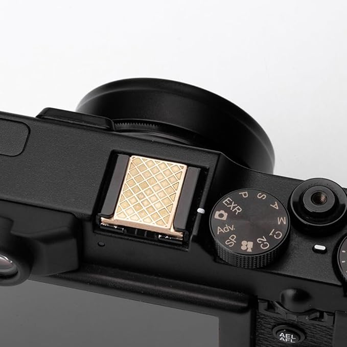 Grid Pattern Camera hot Shoe Cover for FUJIFILM X100VI X100V X-T4 X-T3 X-E4 X-T50 X-T30II Shutter Decorative Set (Copper Alloy-Hot Shoe Cover)