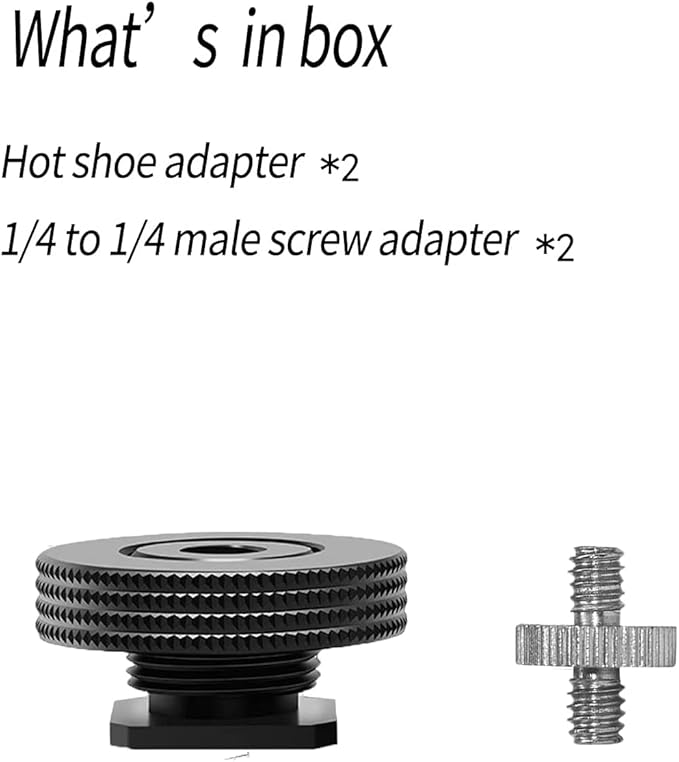 1/4" Female to Hot Shoe Adapter - 2 Packs, Hot Shoe Mount Adapter with 1/4" Male Screw for Magic Arm, Monitor, Video Light