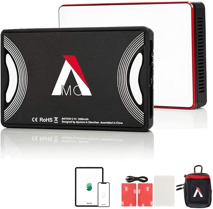 Aputure MC RGBWW On Camera Video Light, CRI/TLCI 96+, Temperature 3200K-6500K, HSI Mode,Support Magnetic Attraction and App with USB-C PD and Wireless Charging