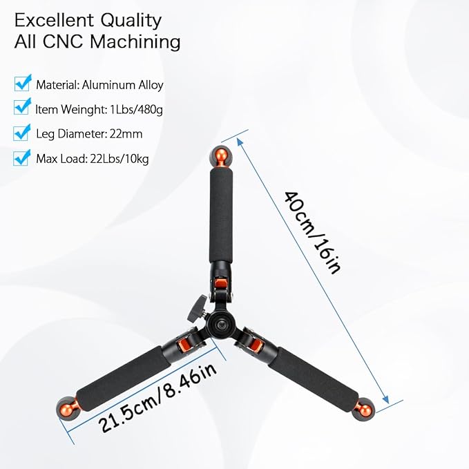 Koolehaoda Camera Aluminum Monopod with Metal Tripod Base.6 Sections 18-69inch Adjustable, Leg Diameter Φ28mm,up to 13lbs - Black